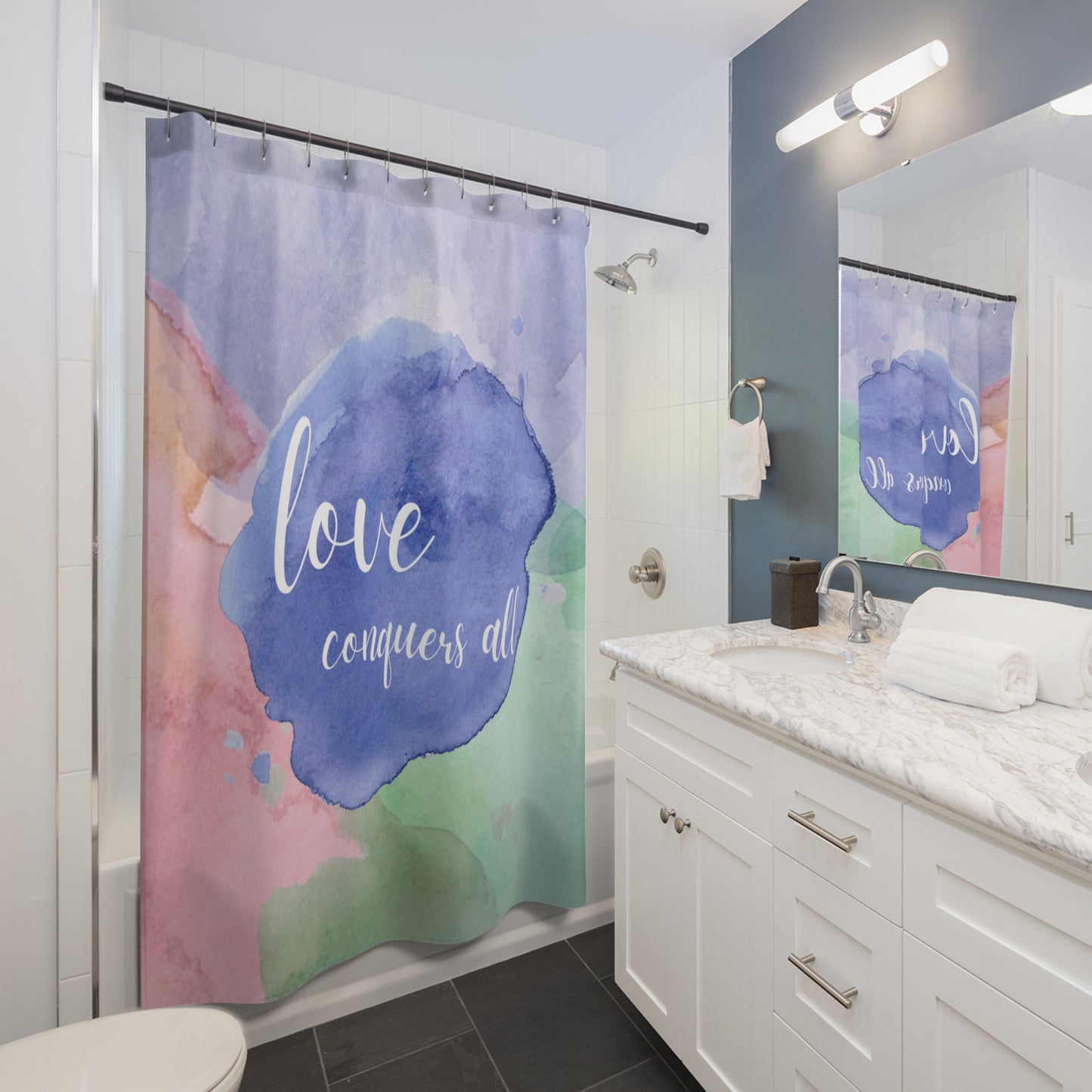 Love Conquers All Shower Curtain