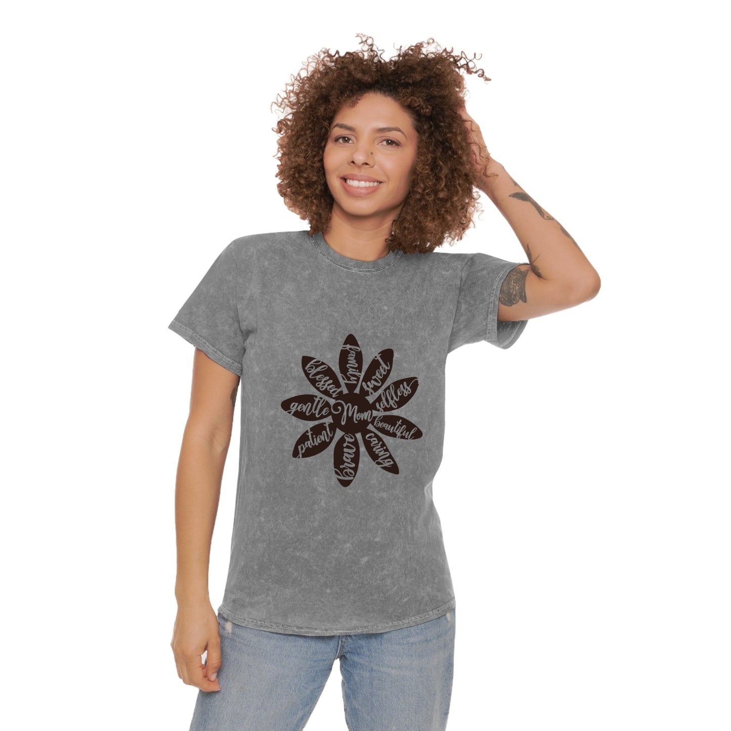 Mom Flower Unisex Mineral Wash T-Shirt