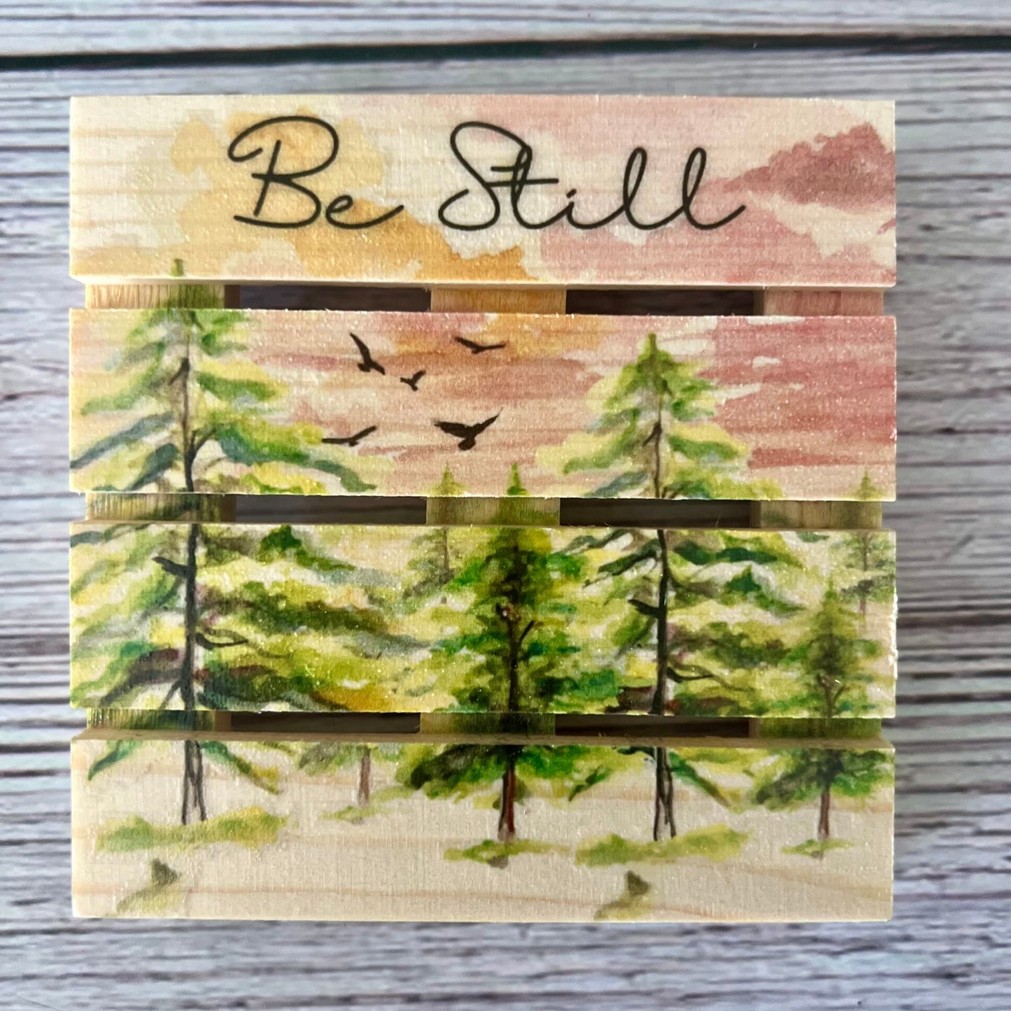 Mini Pallet Coaster - Be Still