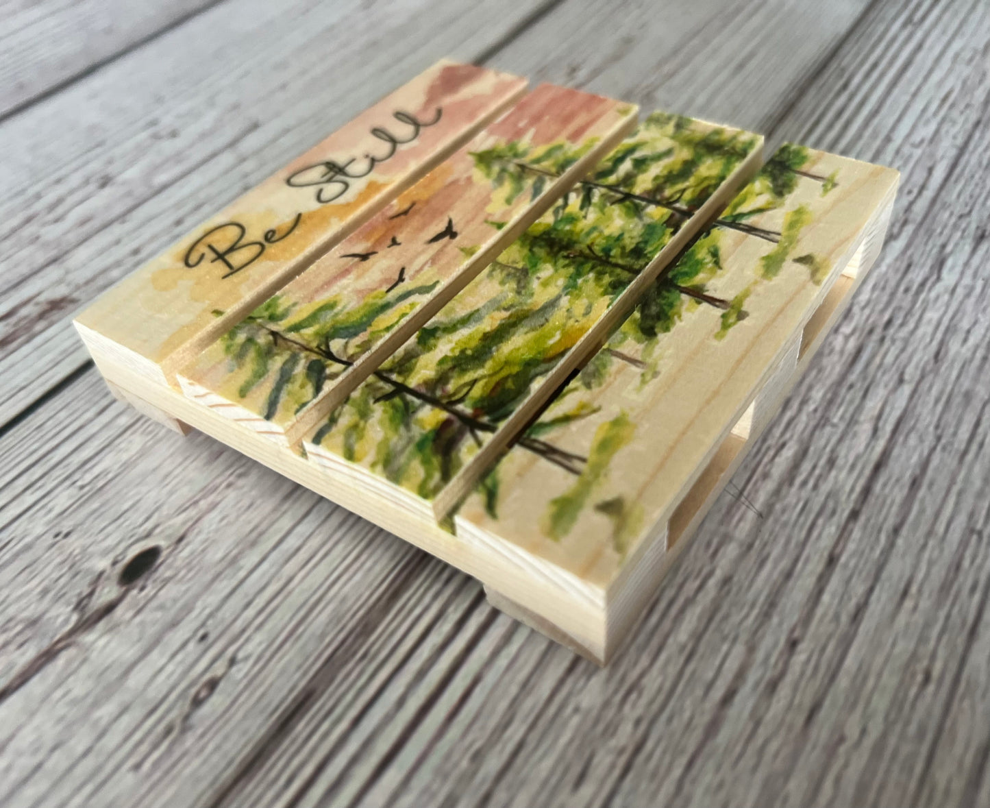 Mini Pallet Coaster - Be Still