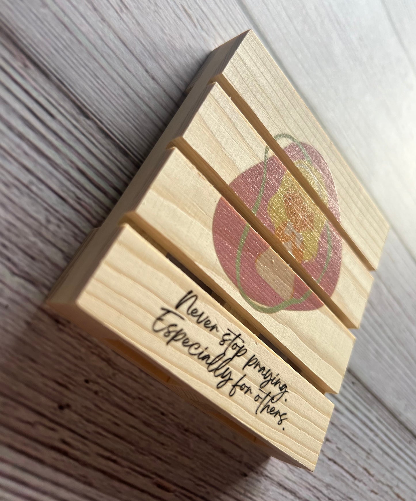 Mini Pallet Coaster - Praying Child 3