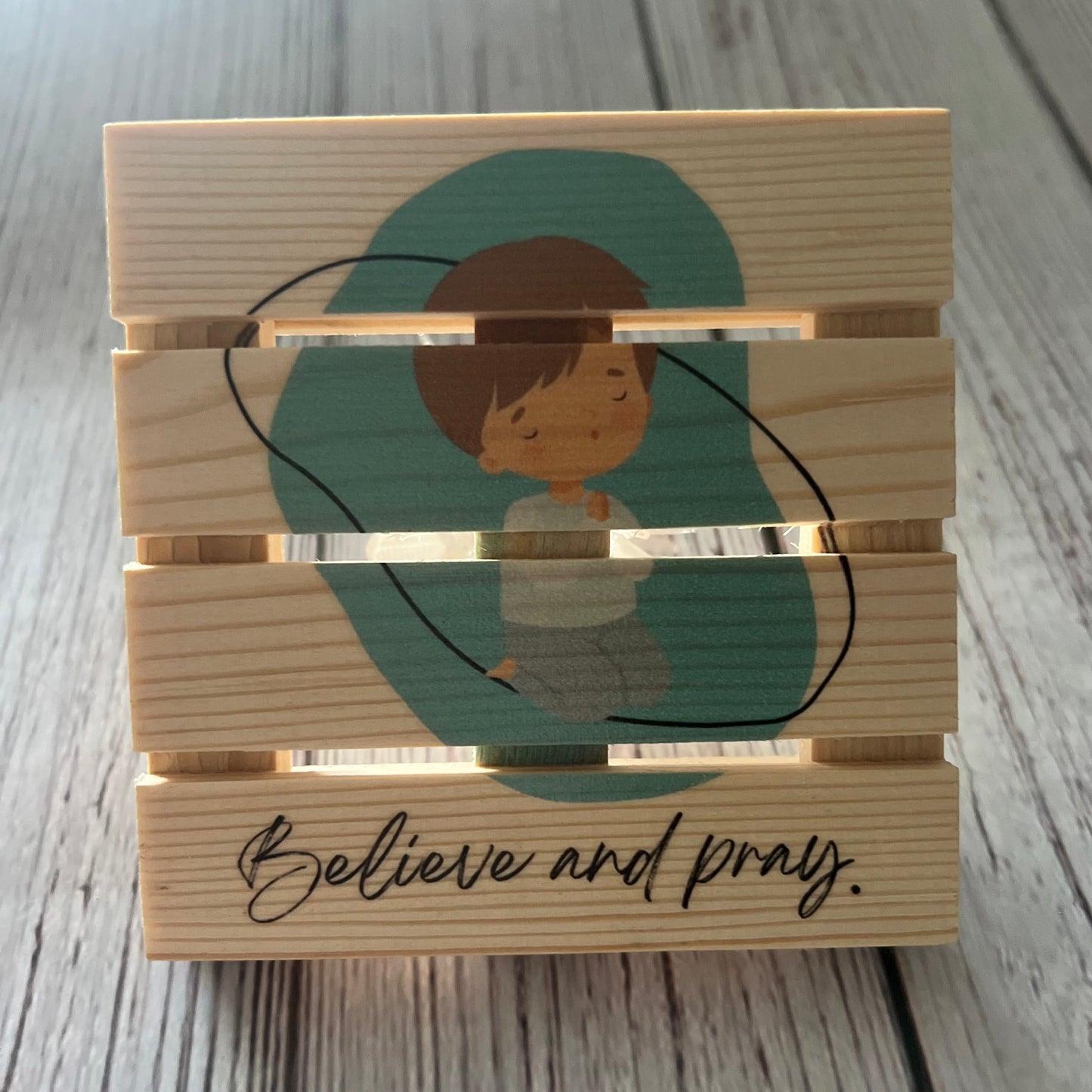 Mini Pallet Coaster - Praying Child 2