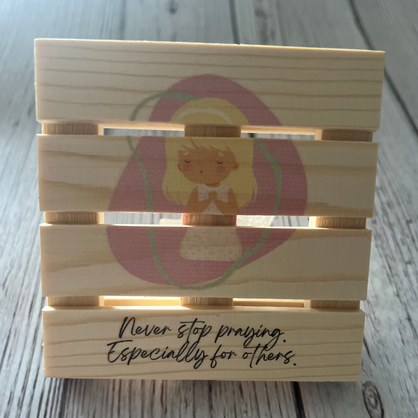 Mini Pallet Coaster - Praying Child 3