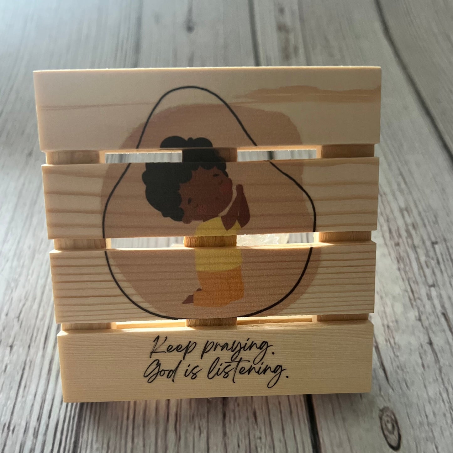 Mini Pallet Coaster - Praying Child 1