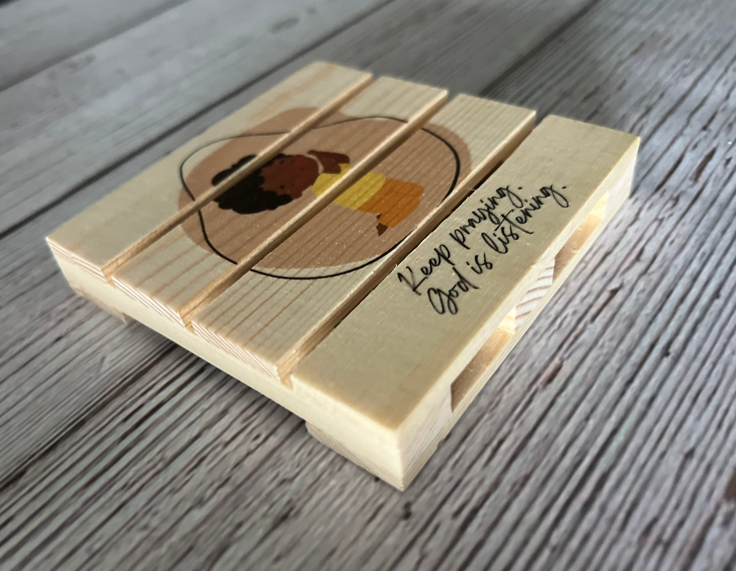 Mini Pallet Coaster - Praying Child 1