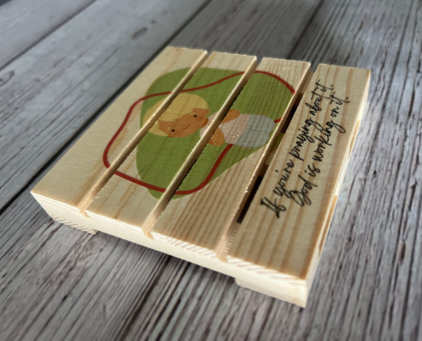 Mini Pallet Coaster - Praying Child 5