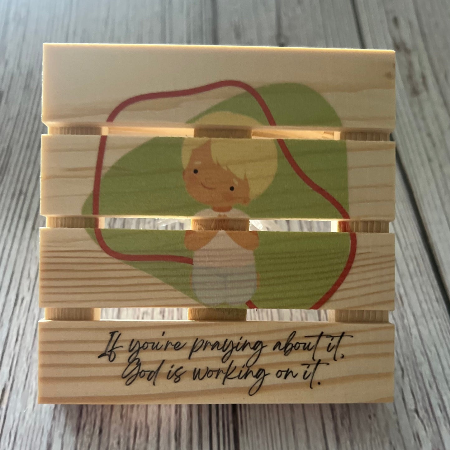 Mini Pallet Coaster - Praying Child 5