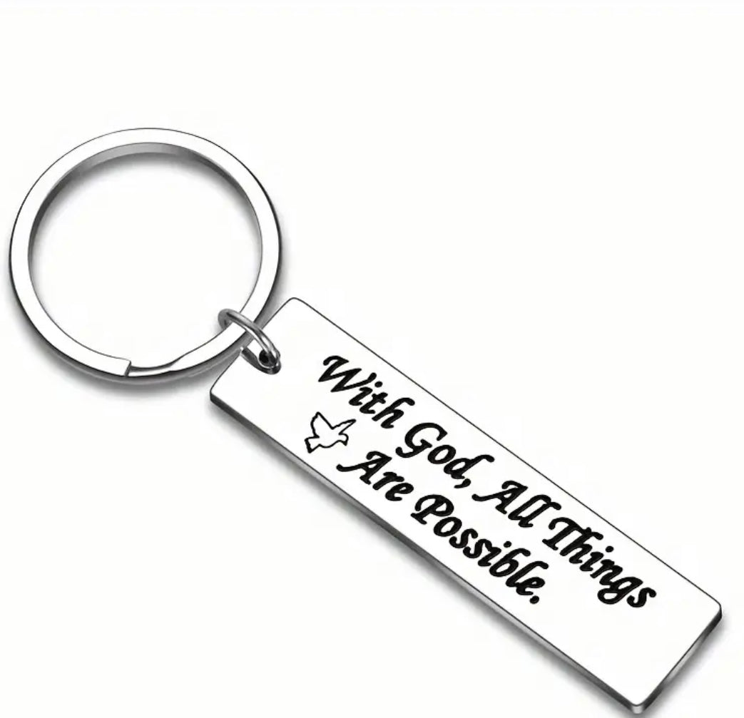 Stainless Steel Keychain - With God, All Things Are Possible