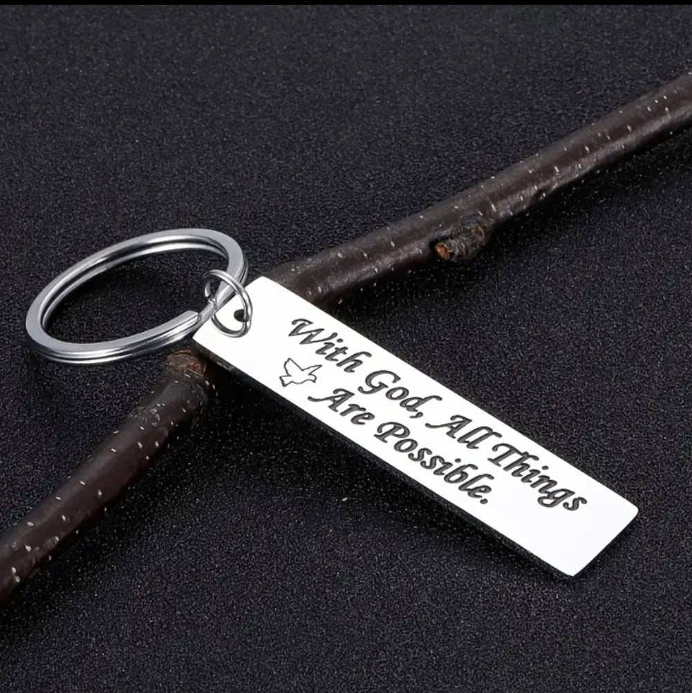 Stainless Steel Keychain - With God, All Things Are Possible