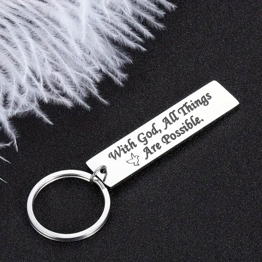 Stainless Steel Keychain - With God, All Things Are Possible