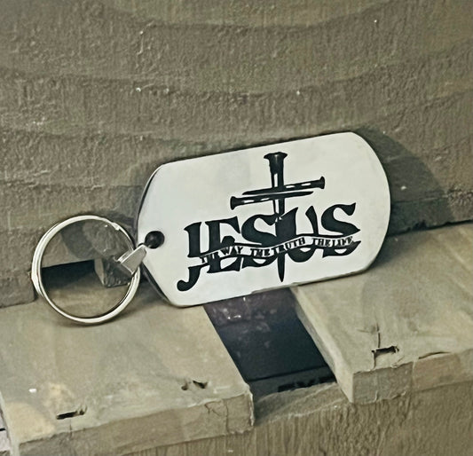 Stainless Steel Keychain - Jesus with Cross