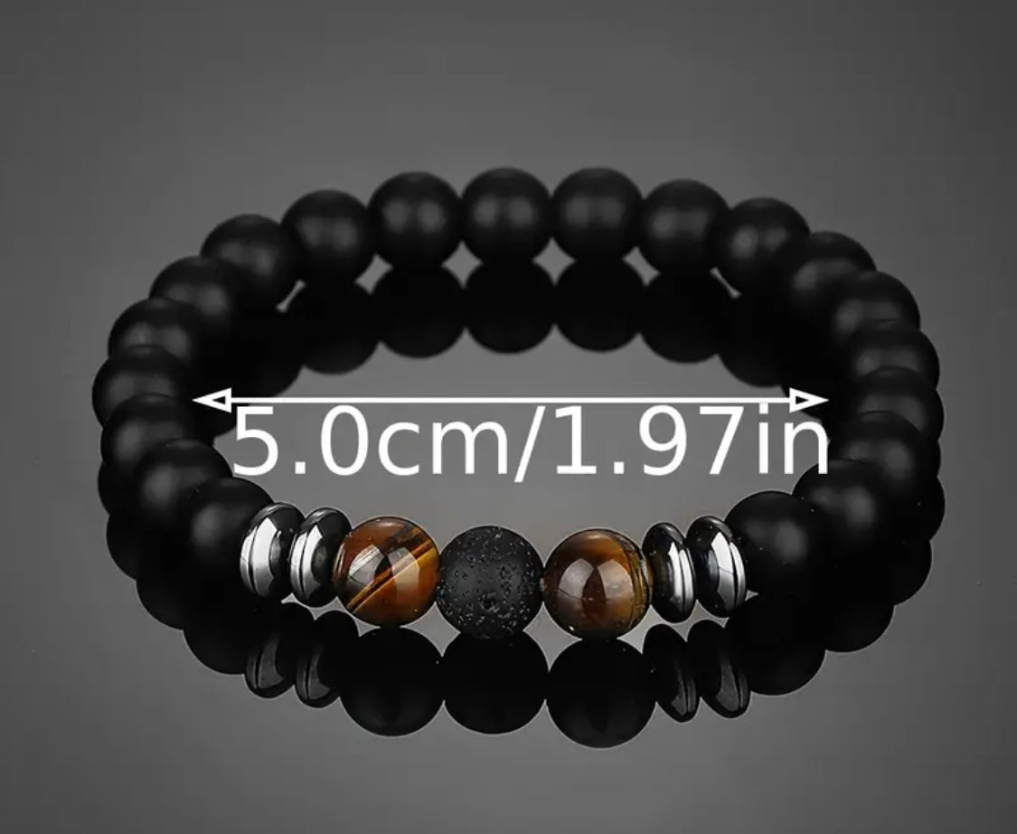 Boho Style Black Bead Bracelet for Men