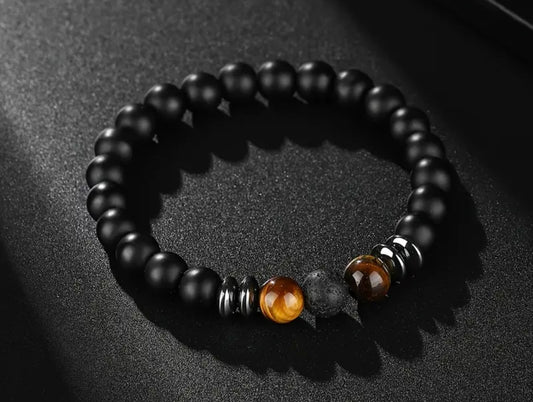 Boho Style Black Bead Bracelet for Men