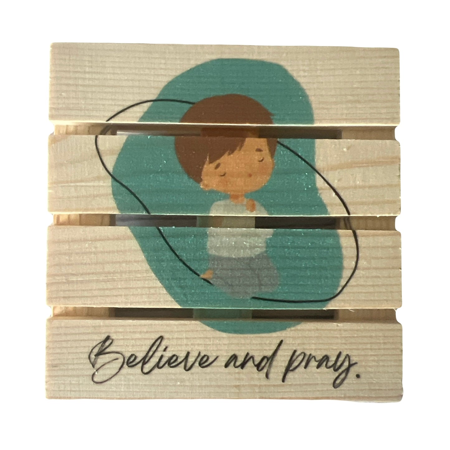 Mini Pallet Coaster - Praying Child 2