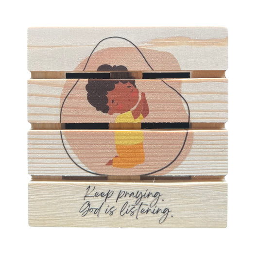 Mini Pallet Coaster - Praying Child 1