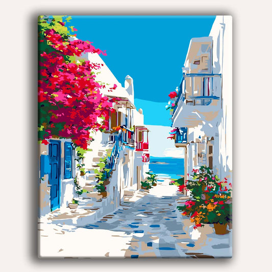 Santorini Sea View - Paint By Numbers Kit