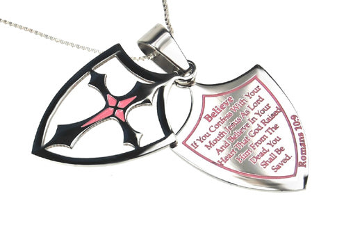 Women's 2 Piece Shield Cross Necklace