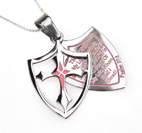 Women's 2 Piece Shield Cross Necklace