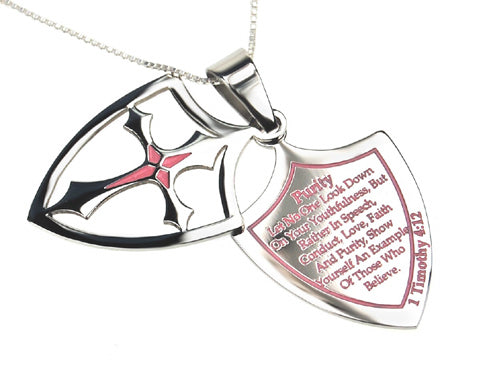 Women's 2 Piece Shield Cross Necklace