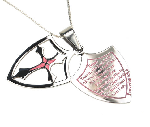 Women's 2 Piece Shield Cross Necklace
