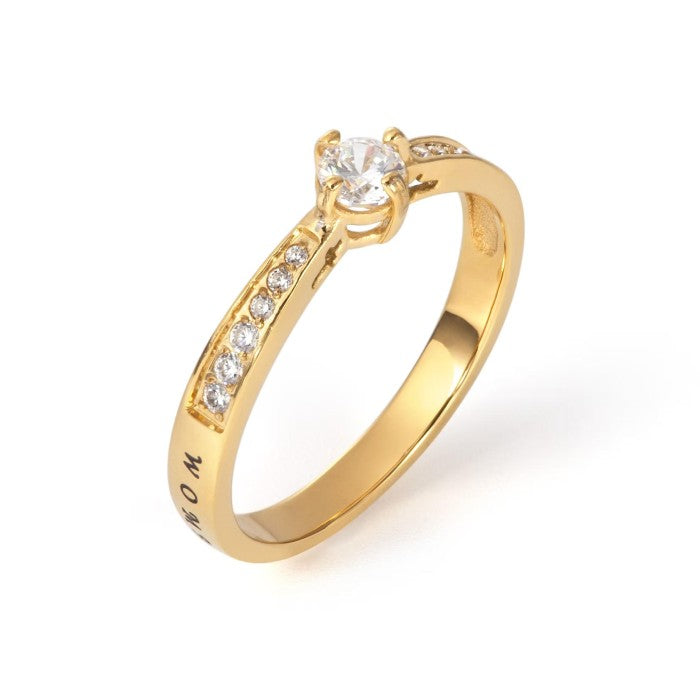 Women's Gold Princess Solitaire Ring